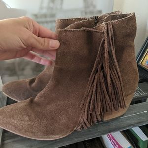 Seyshelles Fringed Suede Booties.